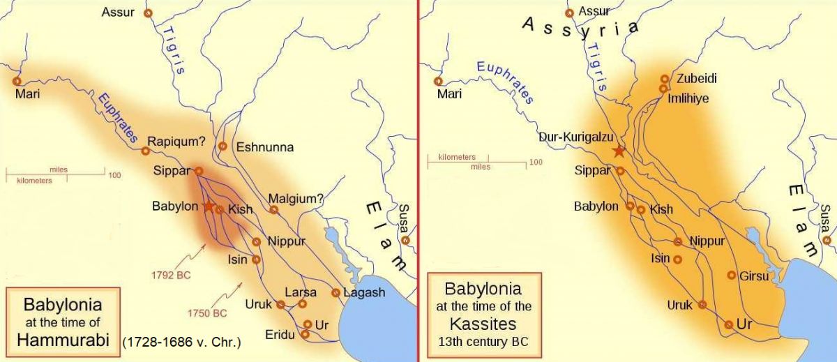 Landkarte Bybylonien - zur Zeit von Hammurabi