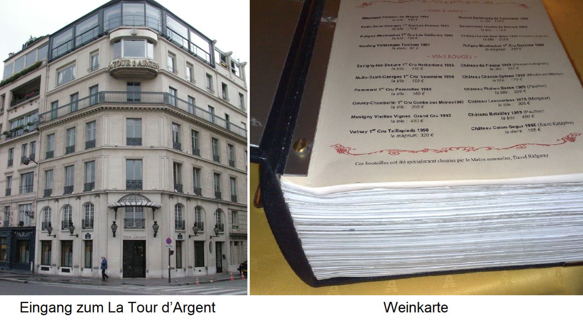 Restaurant La Tour d’Argent in Paris - Eingang zum Lokal und Weinkarte