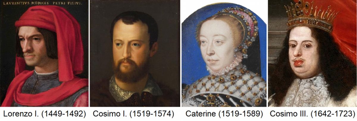 Medici: Lorenzo I., Cosima I., Caterine und Cosimo III.