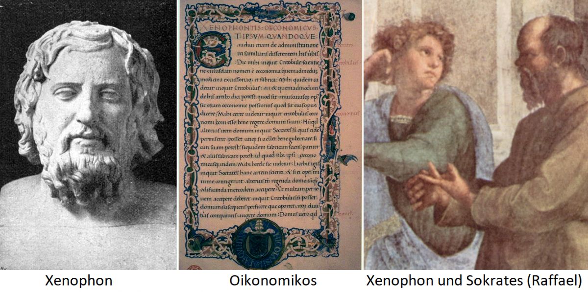 Xenophon - Seite aus dem Oikonomiukos / Xenophon und Sokrates (Raffael)