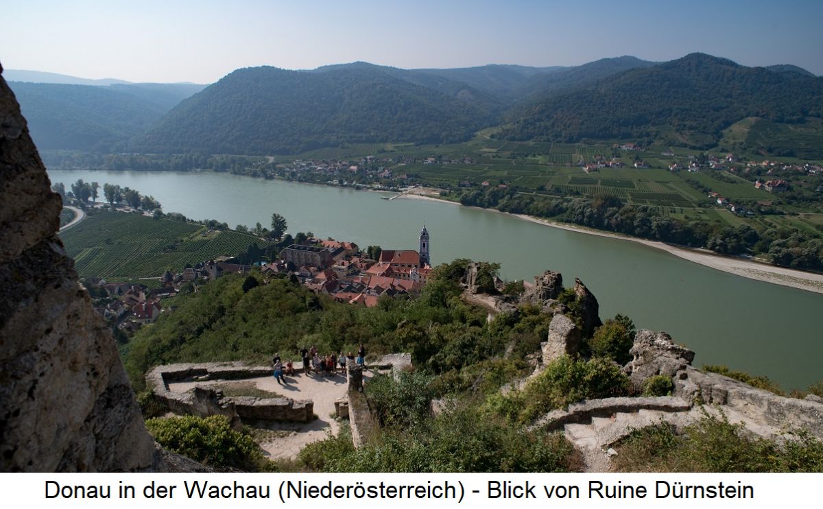 Donau in der Wachau (Niederösterreich) - Blick von Ruine Dürnstein