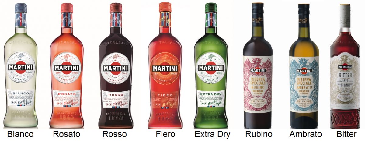 Martini - Wermutmarken (Bianco, Rosato, Rosso, Fiero, Extra Dry, Rubino, Ambrato, Bitter)