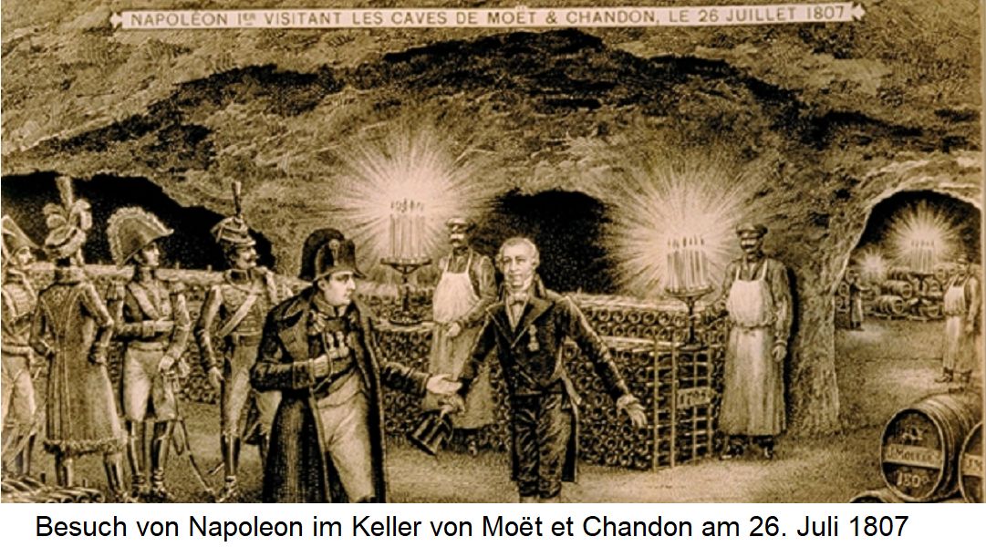 Moët et Chandon - Besuch von Napoleon im Keller am 26. Juli 1807