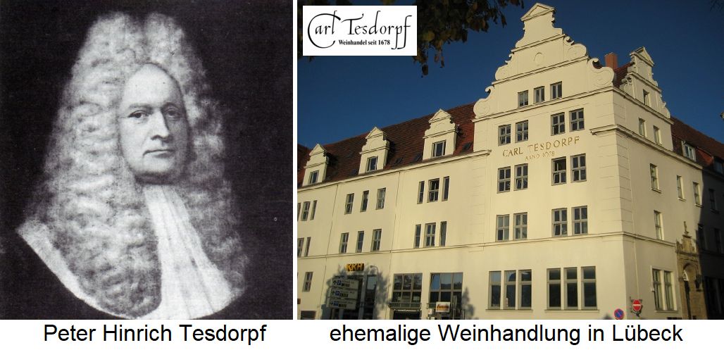 Carl Tesdorpf - Porträt Peter Hinrich Tesdorpf und Gebäude der ehemaligen Weinhandlung
