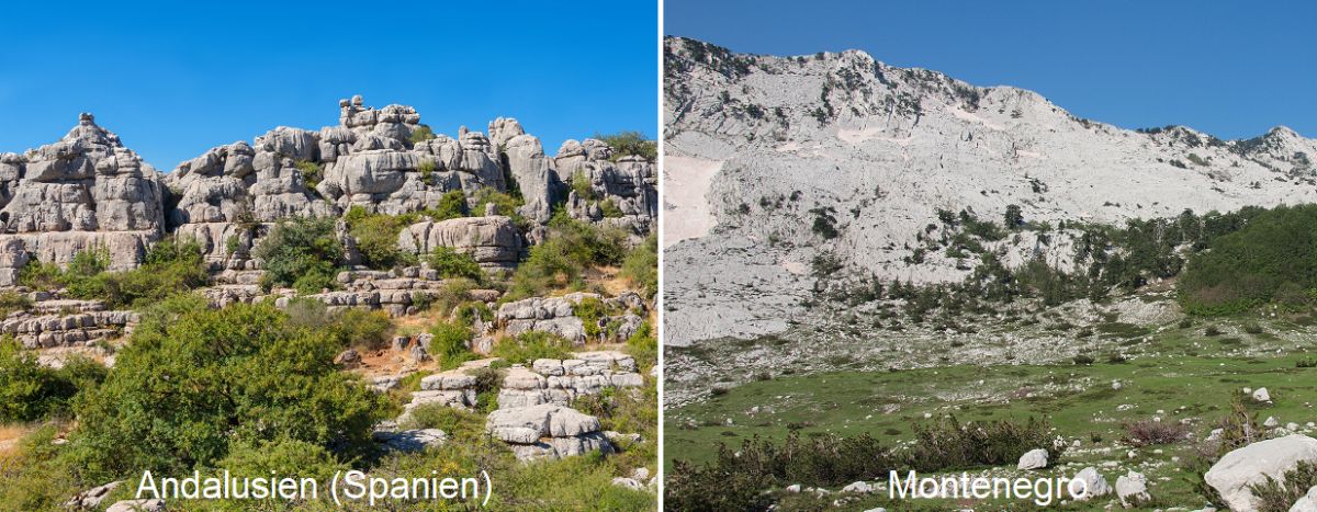 Bodentyp - Karstgebiete in Andalusien und Montenegro