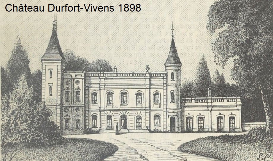 Château Durfort-Vivens - das Château 1898 (Stich)