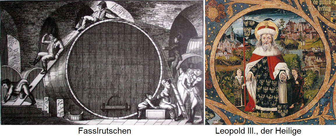 Fasslrutschen - Zeichnung und Leopold III.