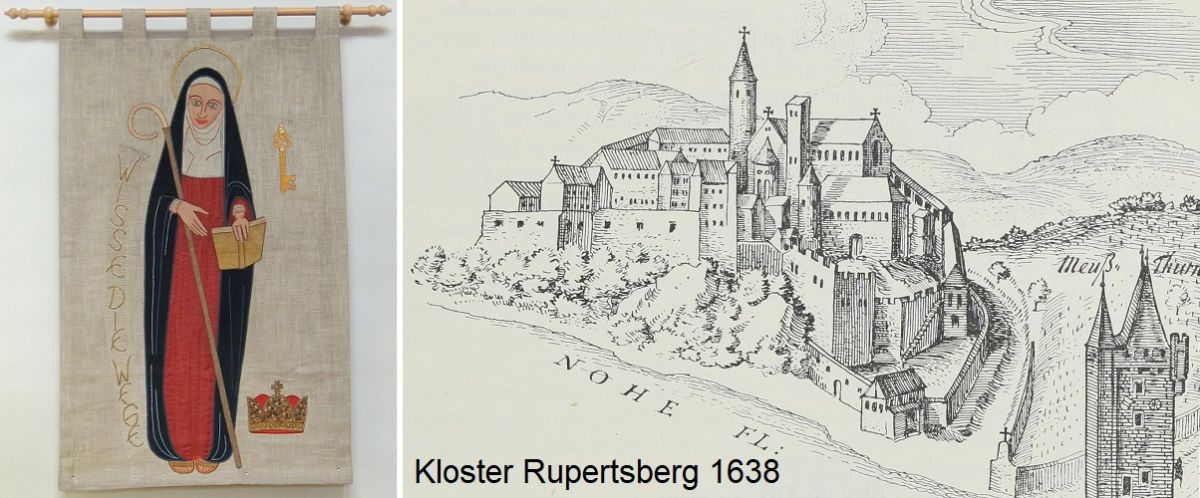 Hildegard von Bingen - Bild und Kloster Rupertsberg 1638