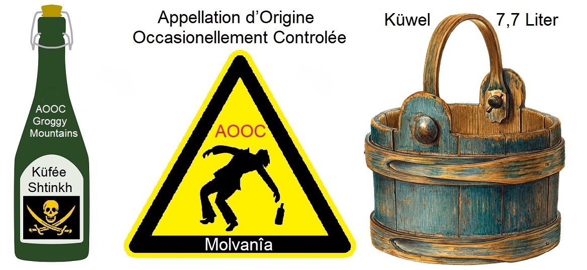 Molwanien - Flasche Kufée Shtinkh, AOOC-Siegel, Küwel
