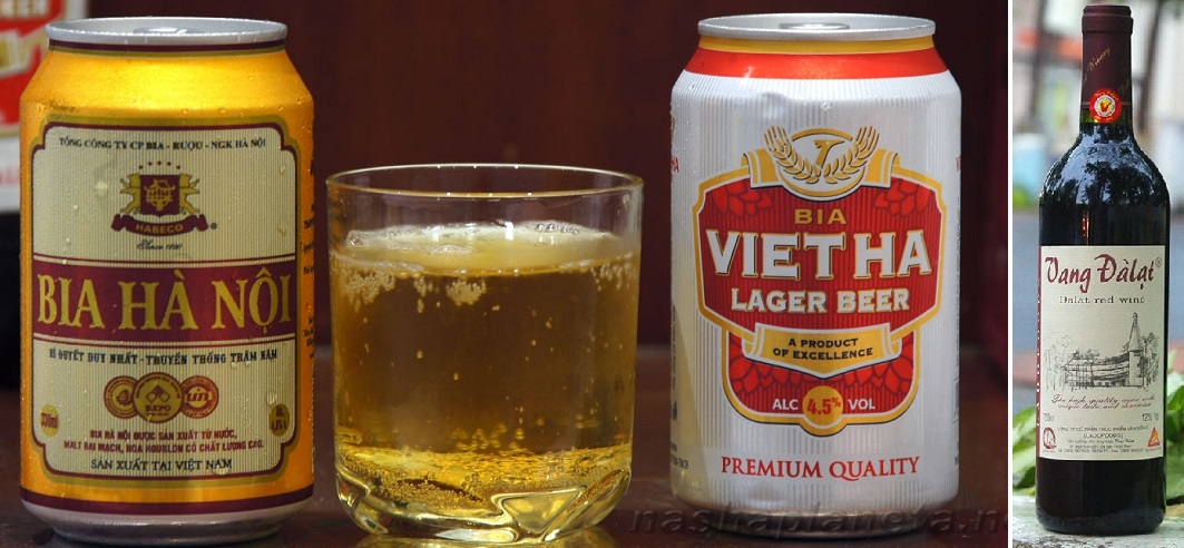 Vietnam - Bier (3 Dosen) und Weinflasche Dalat